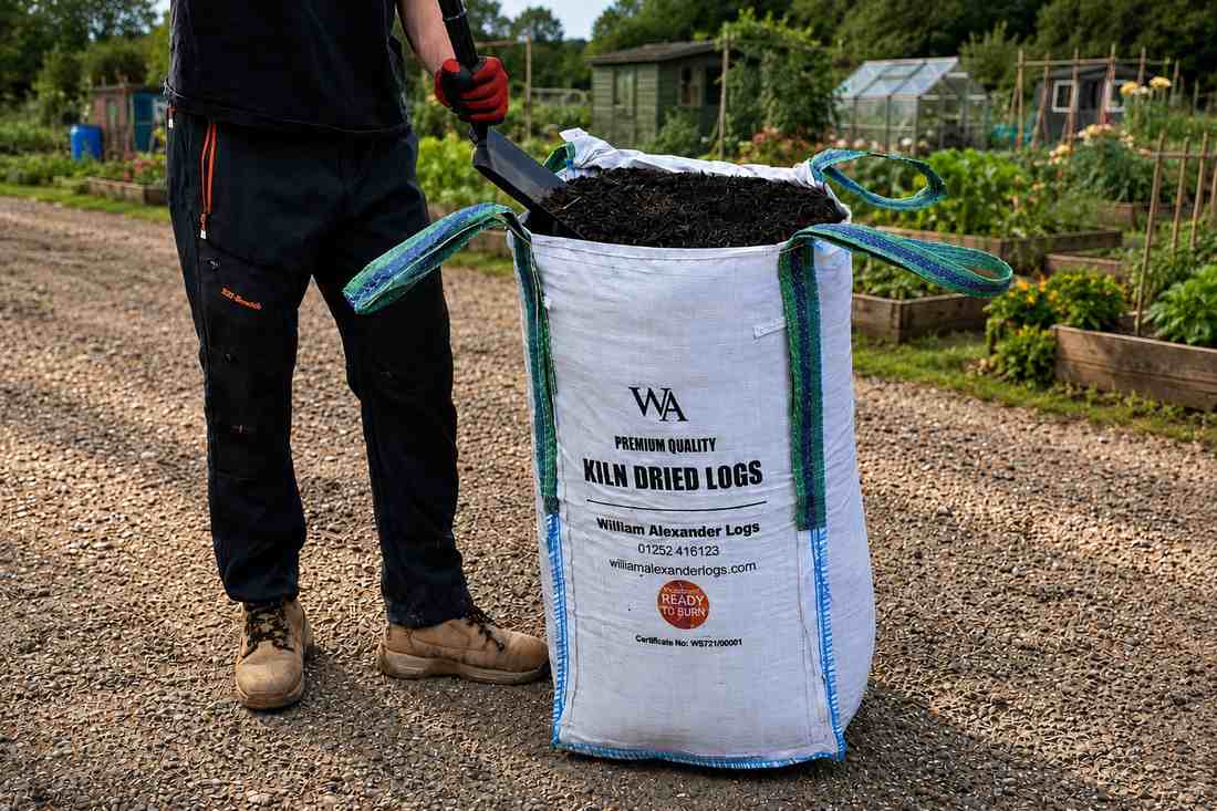 A William Alexander bag of compost being filled at an allotment